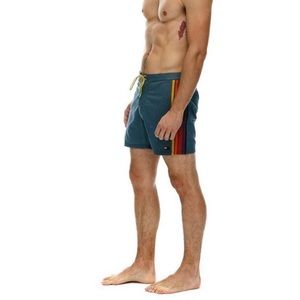 MEN'S 5 STRIPE BOARD SHORTS - VINTAGE BLUE